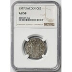 Zygmunt III Waza, 1 öre 1597, Sztokholm - NGC AU58