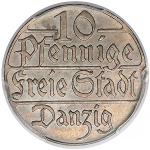 Wolne Miasto Gdańsk, LUSTRZANE 10 fenigów 1923 - PCGS PR63