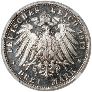 Schaumburg-Lippe, 3 marki 1911-A - NGC MS63+