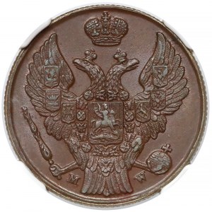 3 grosze 1837 MW, Warszawa - piękne - NGC MS63 BN 