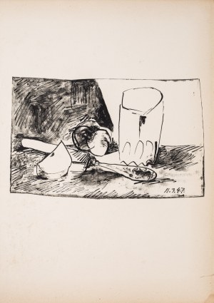 Pablo Picasso, Pommes, verre et couteau, 1947/1957