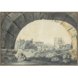 JULES-SAMUEL-HENRI-LOUIS CARRARD (1785 - 1844), View of the Baths of Trajan in Oppian Hill (Rome)
