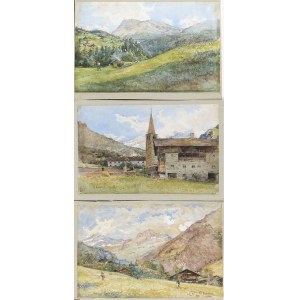 ROBERTO BOMPIANI (Rome, 1821 - 1908), Lot composed by 3 watercolors with Alagna Valsesia landscapes, 1897/1901
