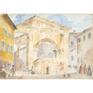 ANONYMOUS (XIX CENTURY), Remains of Portico d'Ottavia in Rome, 1821