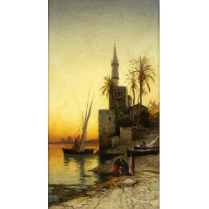 HERMANN DAVID SALOMON CORRODI (Frascati, 1844 - Rome, 1905), Sunset on the Nile