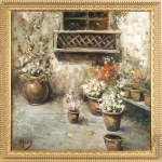 VINCENZO IROLLI (Naples, 1860 - 1949), Patio with flower pots