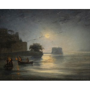 ANONYMOUS (XIX CENTURY), Nocturnal view of fishermen