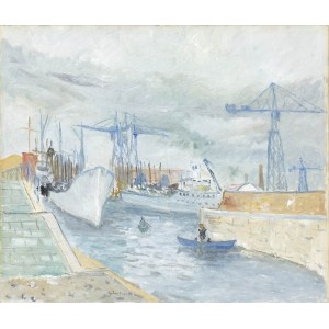 ADRIANO SPILIMBERGO (Buenos Aires, 1908 - Spilimbergo, 1975), Livorno's harbour, 1937