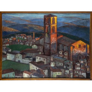 GERARDO DOTTORI (Perugia, 1884 - 1977), Aerial view of San Domenico in Perugia, 1921