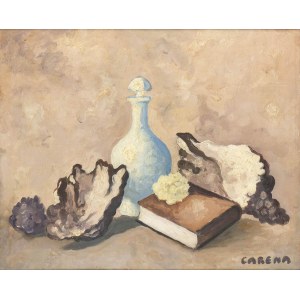 FELICE CARENA (Cumiana, 1879 - Venice, 1966), Still life with seashells, 1965