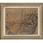 TULLIO CRALI (Igalo, 1910 - Milan, 2000), Boat in the port, 1950