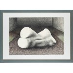GIACOMO PORZANO (Lerici, 1925 - Pescosolido, 2006), Naked figure lying on the carpet, 1972