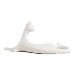 Mieczysław NARUSZEWICZ (1923 - 2006), Lying Cat figurine, Bogucice Porcelain Factory in Katowice