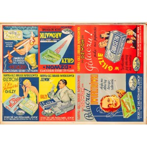 Blatt mit Werbematerial für die Fingerhut- und Tissue-Fabrik Bell, 1930er Jahre.