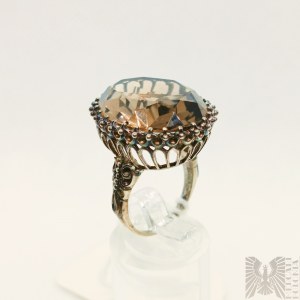 Srebrny pierścionek z naturalnym kwarcem dymnym - srebro 925