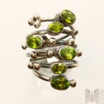 Srebrny pierścionek z naturalnymi perydotami - srebro 925