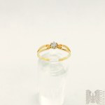 Złoty pierścionek z diamentem - złoto 585/14K, z certyfikatem
