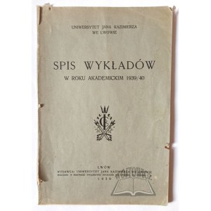 Liste der Vorlesungen im akademischen Jahr 1939/40.