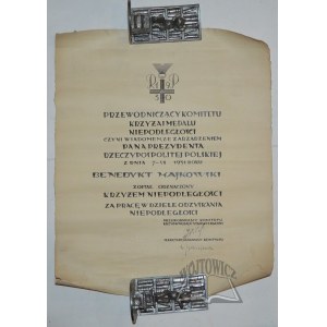 (DIPLOMA for the awarding of the Cross of Independence).