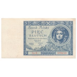 5 złotych 1930 -D- rzadka jednoliterowa seria
