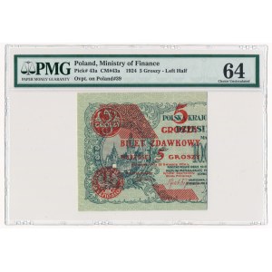 5 groszy 1924 -lewa połówka- PMG 64 