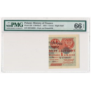 1 grosz 1924 -H- prawa połówka - PMG 66 EPQ