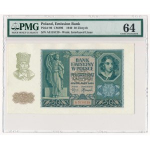 50 złotych 1940 -A- PMG 64