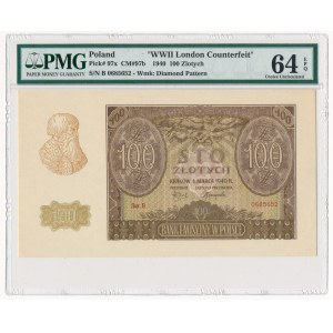100 złotych 1940 -B- ZWZ - PMG 64 EPQ