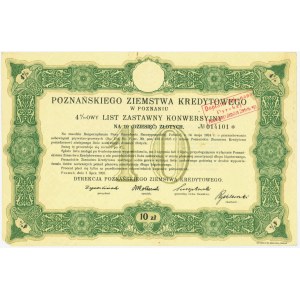 List Zastawny Poznańskiego Ziemstwa Kredytowego na 10 złotych