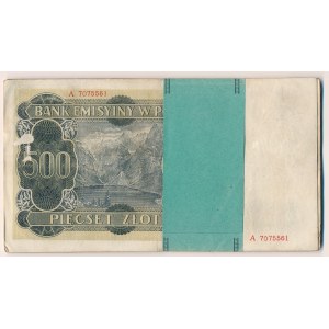 Paczka - 500 złotych 1940 z oryginalną banderolą - stany obiegowe