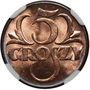 5 groszy 1939 - NGC MS65 RB