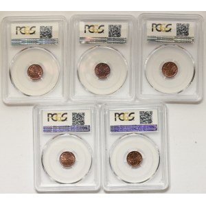 Zestaw inwestycyjny - 5 x 1 grosz 1939 PCGS MS63RB