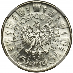 Piłsudski 5 złotych 1936 - NGC MS62