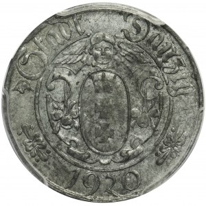 Gdańśk 10 fenigów 1920 - DUŻE CYFRY - PCGS MS61 - RZADKOŚĆ