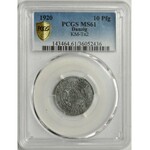 Gdańśk 10 fenigów 1920 - DUŻE CYFRY - PCGS MS61 - RZADKOŚĆ