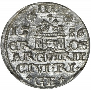 Stefan Batory, Trojak Ryga 1586 - NGC MS64