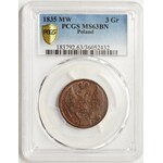 3 grosze 1835 MW - PCGS MS63 BN - zjawiskowy egzemplarz