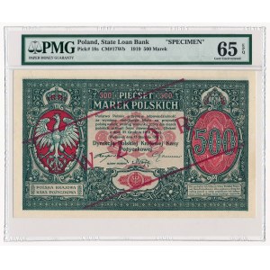 500 marek 1919 Dyrekcja WZÓR - bez numeracji - PMG 65 EPQ - RZADKOŚĆ