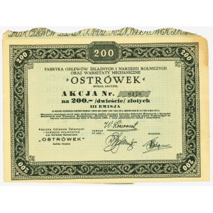 Fabryka Odlewów Żelaznych.... OSTRÓWEK - III Emisja - 200 złotych 1929 