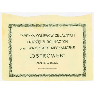 Fabryka Odlewów Żelaznych.... OSTRÓWEK - I Emisja - 5.000 marek