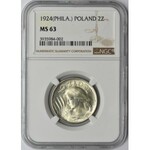 Kobieta i kłosy 2 złote 1924 odwrotka - NGC MS63 - wyśmienita