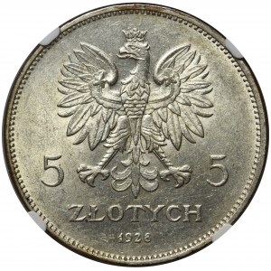 Nike 5 złotych 1928 Bruksela - NGC MS61