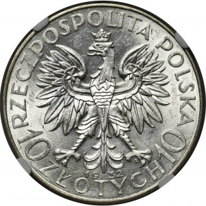 Głowa Kobiety 10 złotych 1932 Warszawa - NGC AU58