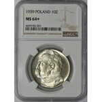 Piłsudski 10 złotych 1939 - NGC MS64+ 