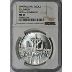 100.000 złotych 1990 Solidarność - TYP A - NGC MS69 