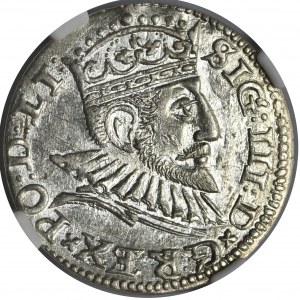 Zygmunt III Waza, Trojak Ryga 1592 - NGC AU58