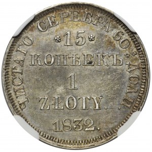 15 kopiejek = 1 złoty 1832 НГ Petersburg - NGC MS61 - rzadkie