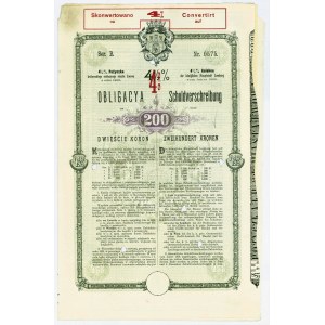 Lwów 4% Obligacja - 200 koron 1900 