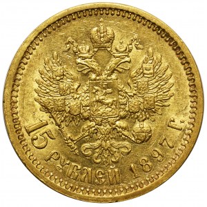 Rosja, Mikołaj II - 15 rubli 1897 AГ Petersburg 
