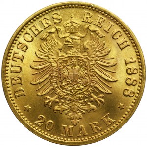 Niemcy - Prusy Wilhelm II - 20 marek 1888 A - efekt lustrzanki